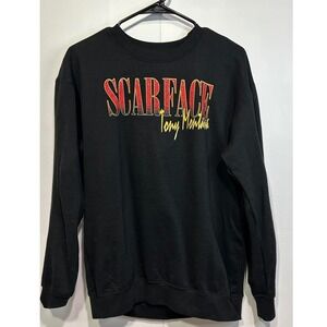 Scarface Tony Montana Sweatshirt Men's Size Large Graphic Print Black‎ Crewneck